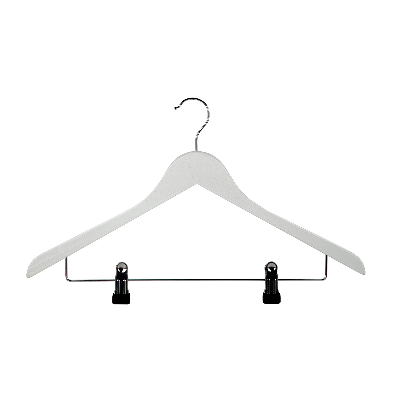 Black Wooden Coat Hangers with Chrome Clips