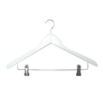 HANGER WOOD NT WHITE STD HOOK METAL BAR+2 CLIPS